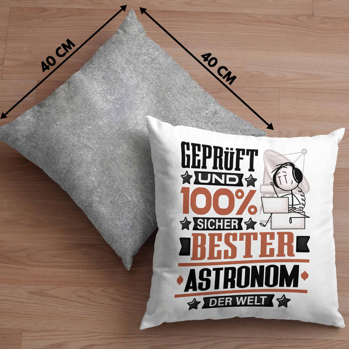 Astronom Geschenk Lustiger Spruch für Astronom Geschenkidee Bester Astronom Der WeltKissen mit Füllung 40x40 (Grau) Grau Trendation