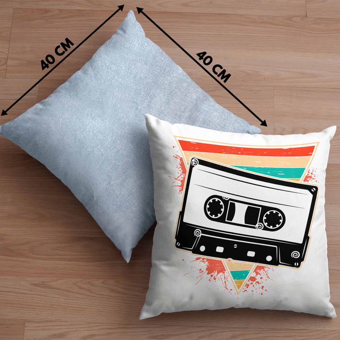 Nostalgie Kassette Geschenk Alte Straße 80er 90er Jahre GeschenkKissen mit Füllung 40x40 (Grau) Blau Trendation