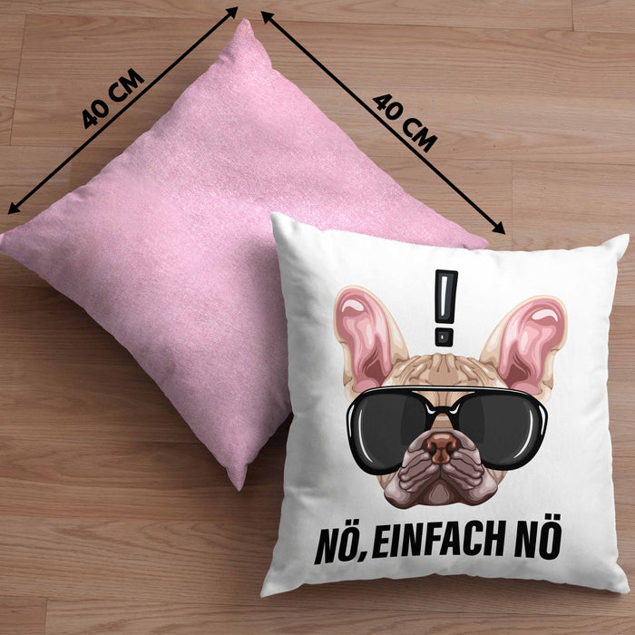 Nö Einfach Nö Kissen mit Füllung 40x40 Geschenk für Mops-Besitzer für Freundin Sarkasmus Humor (Grau) Rosa Trendation