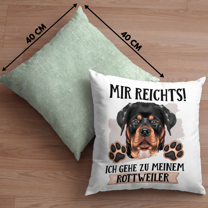 Rottweiler Besitzer Kissen mit Füllung 40x40 Geschenk Lustiger Spruch Geschenkidee Mir Reichts Ich Geh Zu Meinem Rottweiler (Grau) Grün Trendation