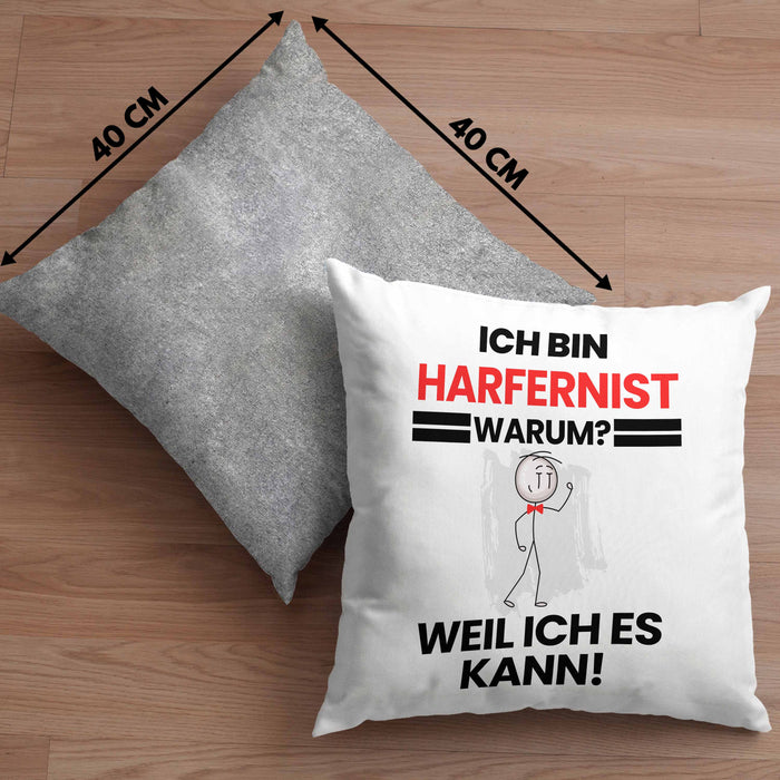 Harfenist Geschenk Kissen mit Füllung 40x40 Lustiger Spruch Ich Bin Harfenist Warum Weil Ich Es Kann Geschenkidee Bester Harfenist Geburtstag (Grau) Grau Trendation