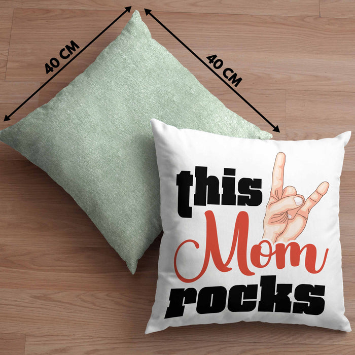 This Mom Rocks Lustige Kissen mit Füllung 40x40 Mama Rockn Roll Geschenkidee (Grau) Grün Trendation