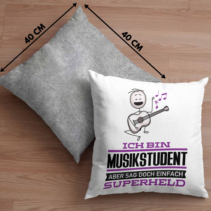 Musikstudent Geschenk Kissen mit Füllung 40x40 Ich Bin Musikstudent Aber Sag Doch Einfach Superheld Lustige Geschenkdiee für Musikstudent (Grau) Grau Trendation