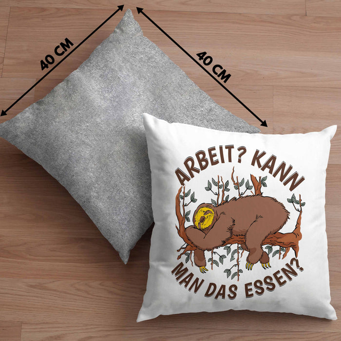 Faultier Kissen mit Füllung 40x40 Geschenk Faullenzer Arbeit Kann Man Das Essen Freundin Geschenkidee (Grau) Grau Trendation