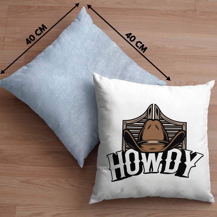 Lustige Kissen mit Füllung 40x40 für Line Dance Fans Howdy Cowboy Geschenkidee (Grau) Blau Trendation