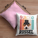 Jack Russel Besitzer Kissen mit Füllung 40x40 Geschenk Lustiger Spruch Geschenkidee Retro Vinatge Jack Russel (Grau) Rosa Trendation