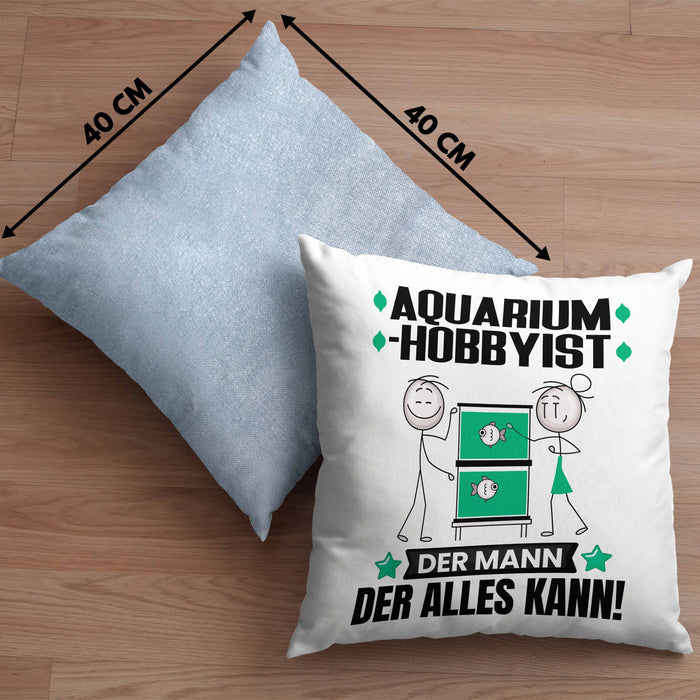 Aquarium-Hobbyist Kissen mit Füllung 40x40 Geschenk für Aquarium-Hobbyist Der Mann Der Alles Kann Geschenkidee zum Geburtstag (Grau) Blau Trendation
