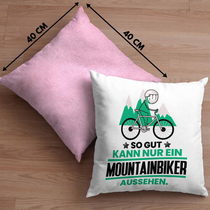 Mountainbiker Geschenk Kissen mit Füllung 40x40 So Gut Kann Nur Ein Mountainbiker Aussehen Geschenkidee (Grau) Rosa Trendation