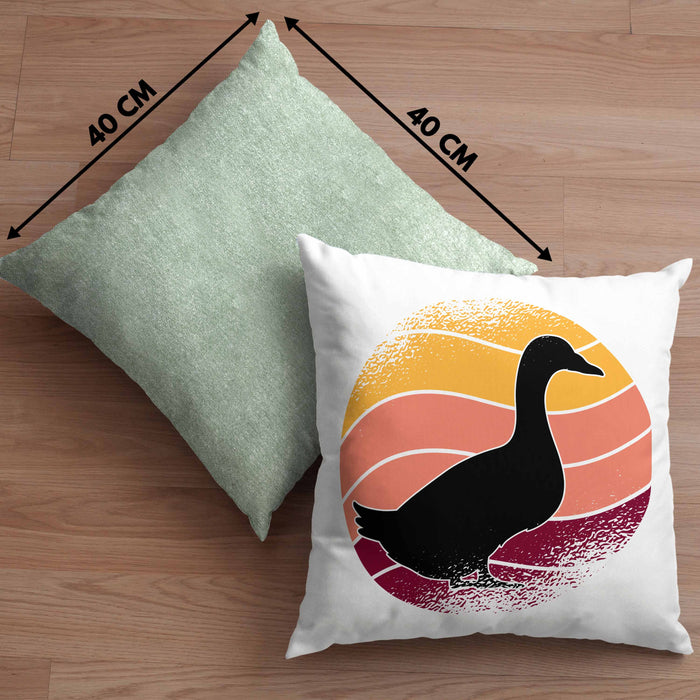 Ente Geschenk Vintage Kissen mit Füllung 40x40 Geschenk Retro Bauernhof Enten (Grau) Grün Trendation