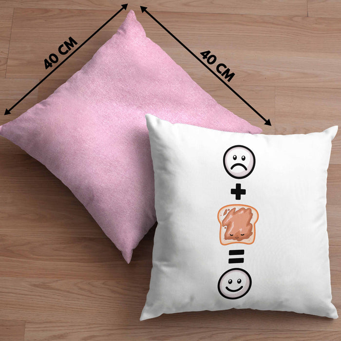 Erdnussbutter Kissen mit Füllung 40x40 Geschenk für Erdnussbutter-Liebhaber Lustige Geschenkidee :( + Peanutbutter = :) Geburtstag (Grau) Rosa Trendation
