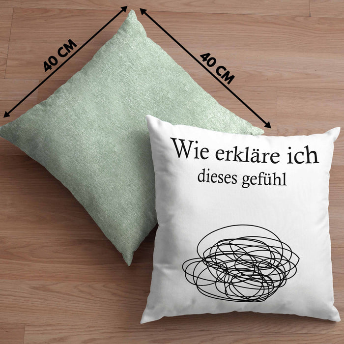 Psychologie Kissen mit Füllung 40x40 Geschenk Psycho Geschenkidee Wie Erkläre Ich Dieses Gefühl Spruch Psychologie-Student (Grau) Grün Trendation