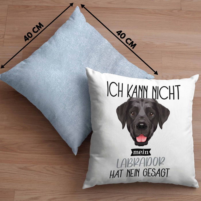 Labrador Besitzer Kissen mit Füllung 40x40 Geschenk Lustiger Spruch Geschenkidee Ich Kann Nicht Mein Labrador Hat Nein Gesagt (Grau) Blau Trendation