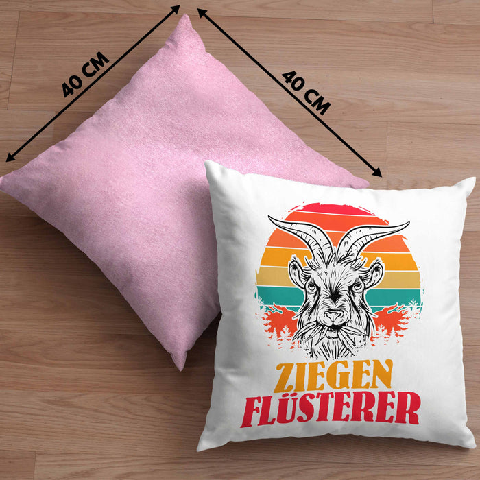 Ziegen Hirte Geschenk Kissen mit Füllung 40x40 Ziegen Flüsterer Geschenkidee Ziegen-Liebhaber (Grau) Rosa Trendation