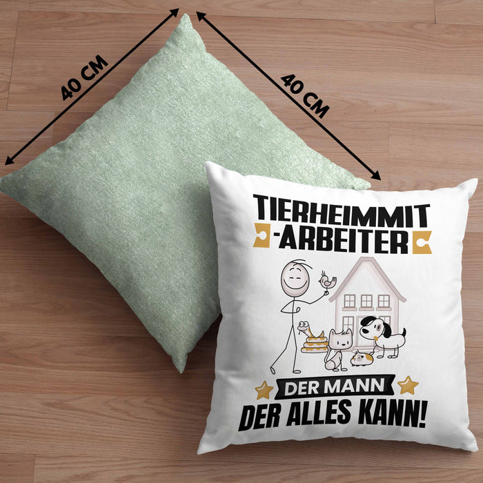 Tierheimmitarbeiter Kissen mit Füllung 40x40 Geschenk für Tierheimmitarbeiter Der Mann Der Alles Kann Geschenkidee zum Geburtstag (Grau) Grün Trendation