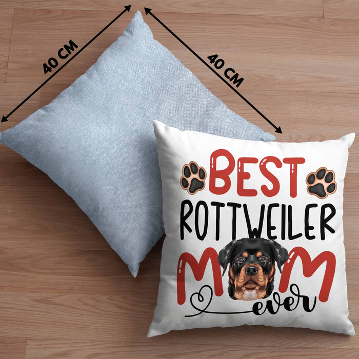 Rottweiler Mom Besitzerin Kissen mit Füllung 40x40 Geschenk Lustiger Spruch Geschenkidee Besitzerin Rottweiler Mama (Grau) Blau Trendation