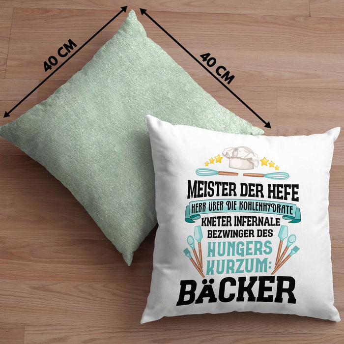 Bäcker Kissen mit Füllung 40x40 mit Spruch Geschenkidee Bäckerin Geschenk Männer Frauen (Grau) Grün Trendation