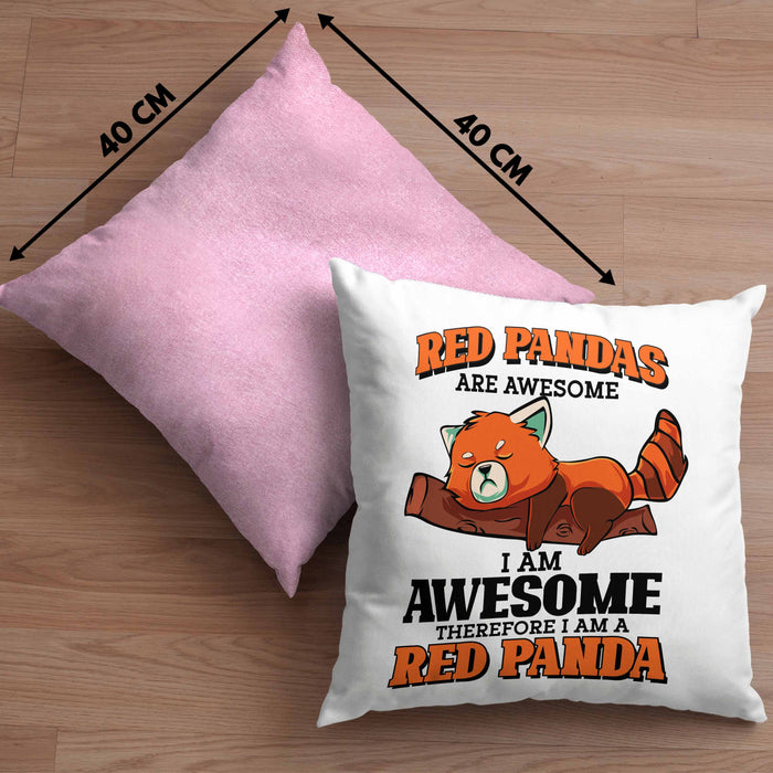 Lustige Roter Panda Kissen mit Füllung 40x40 Spruch Geschenk für Panda-Liebhaber (Grau) Rosa Trendation