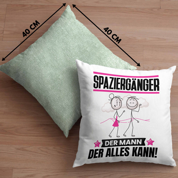 Spaziergänger Kissen mit Füllung 40x40 Geschenk für Spaziergänger Der Mann Der Alles Kann Geschenkidee zum Geburtstag (Grau) Grün Trendation
