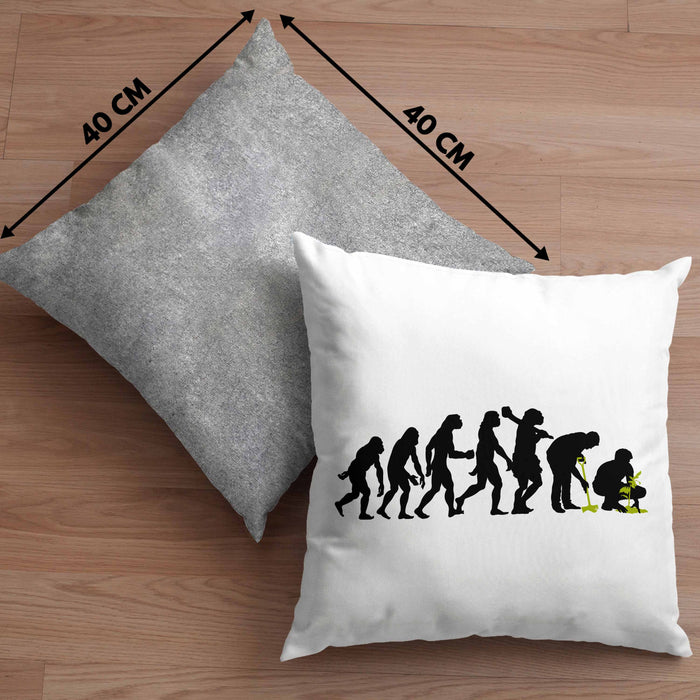 Gärtner Evolution Kissen mit Füllung 40x40 mit Spruch Garten Hobbygärtner Gärtner Geschenk Lustig Gärtnerin Geschenkidee (Grau) Grau Trendation
