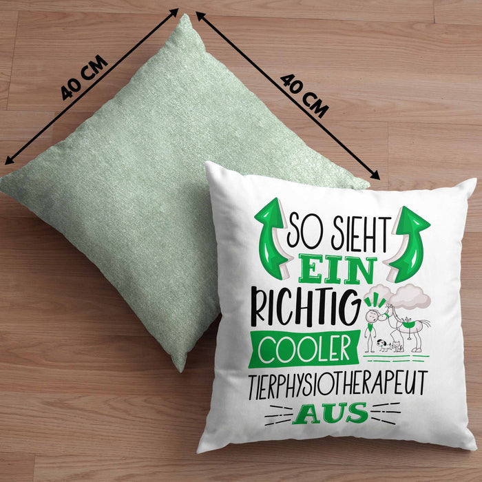 Tierphysiotherapeut Kissen mit Füllung 40x40 So Sieht Ein Richtig Cooler Tierphysiotherapeut Aus Geschenk Lustiger Spruch Geschenkidee (Grau) Grün Trendation