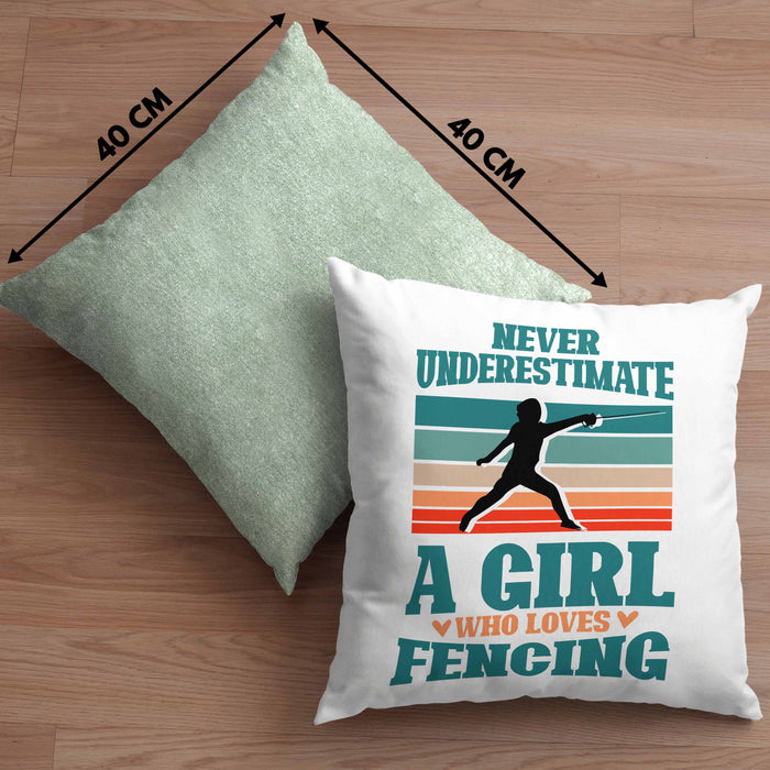 Lustige Fechten-Kissen mit Füllung 40x40 für Mädchen und Frauen Geschenk für Fechterinnen (Grau) Grün Trendation