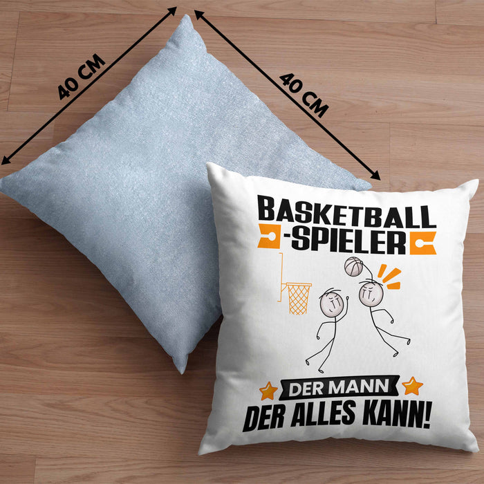 Basketballspieler Kissen mit Füllung 40x40 Geschenk für Basketballspieler Der Mann Der Alles Kann Geschenkidee zum Geburtstag (Grau) Blau Trendation