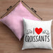 Kissen mit Füllung 40x40 "I Love Croissants" Lustiges Geschenk für Croissant-Liebhaber Frankreich (Grau) Rosa Trendation