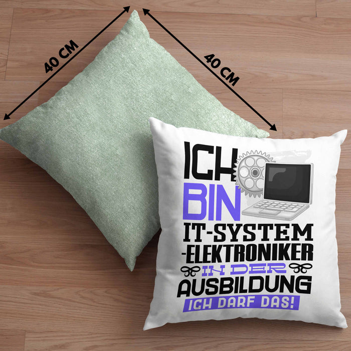 IT-Systemelektroniker Ausbildung Kissen mit Füllung 40x40 Geschenk Ich Bin IT-Systemelektroniker In Der Ausbildung Ich Darf Das Geschenkidee Spruch (Grau) Grün Trendation