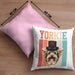 Yorkie Besitzer Kissen mit Füllung 40x40 Geschenk Lustiger Spruch Geschenkidee Retro Vinatge Yorkie (Grau) Rosa Trendation