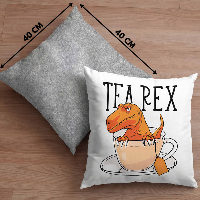 Dinosaurier Kissen mit Füllung 40x40 Geschenk Tea Rex Kissen mit Füllung 40x40 Geschenk Dino T-Rex Geschenk Für Jungs (Grau) Grau Trendation