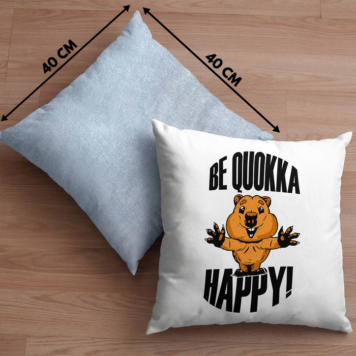 Lustige Kissen mit Füllung 40x40 Quokka-Motiv Geschenk für Quokka Liebhaber Be Quokka Happy (Grau) Blau Trendation