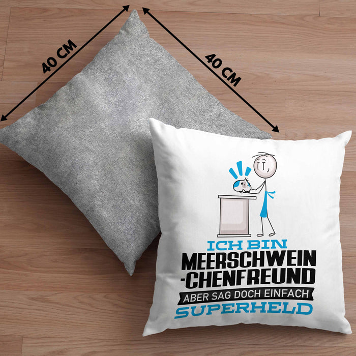 Meerschweinchenfreund Geschenk Kissen mit Füllung 40x40 Ich Bin Meerschweinchenfreund Aber Sag Doch Einfach Superheld Lustige Geschenkdiee für Meerschweinchenfreund (Grau) Grau Trendation