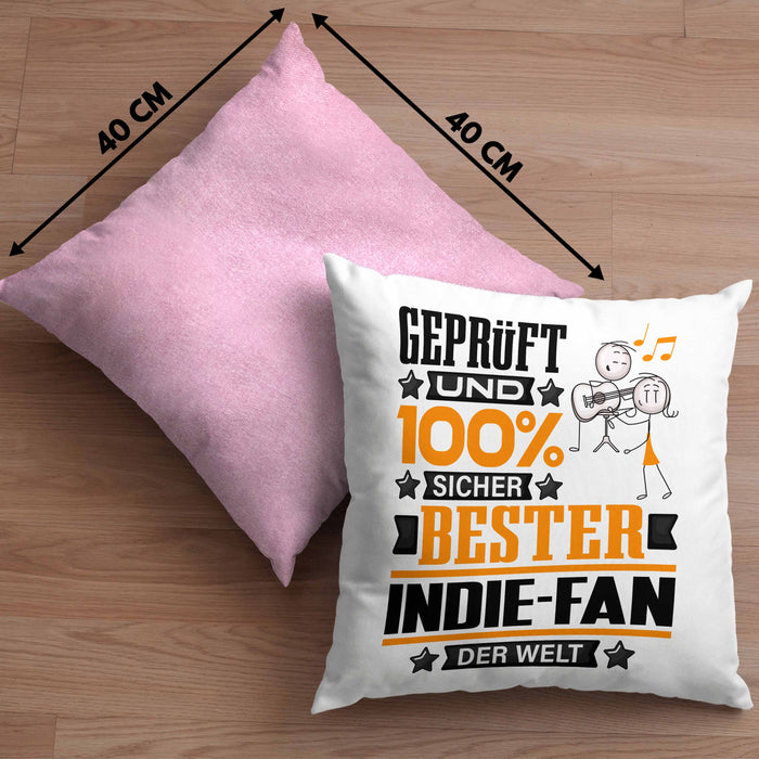 Indie-Fan Geschenk Lustiger Spruch für Indie-Fan Geschenkidee Bester Indie-Fan Der WeltKissen mit Füllung 40x40 (Grau) Rosa Trendation