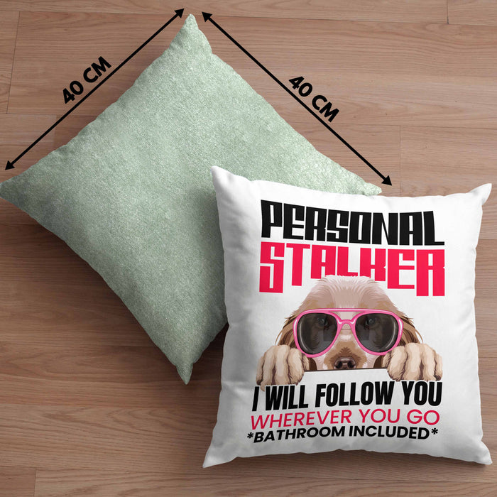 Cocker Spaniel Besitzerin Kissen mit Füllung 40x40 Geschenk Lustiger Spruch Geschenkidee Personal Stalker (Grau) Grün Trendation