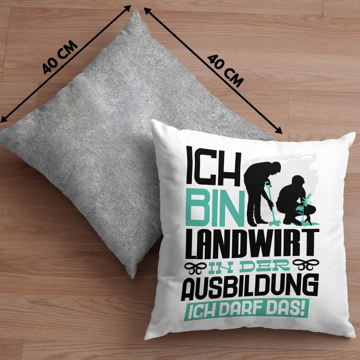 Landwirt Ausbildung Kissen mit Füllung 40x40 Geschenk Ich Bin Landwirt In Der Ausbildung Ich Darf Das Geschenkidee Spruch (Grau) Grau Trendation