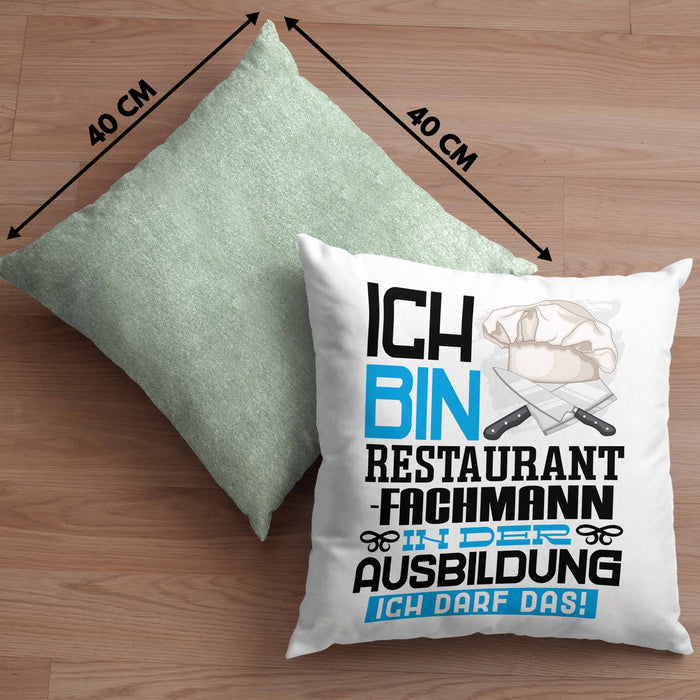 Restaurantfachmann Ausbildung Kissen mit Füllung 40x40 Geschenk Ich Bin Restaurantfachmann In Der Ausbildung Ich Darf Das Geschenkidee Spruch (Grau) Grün Trendation