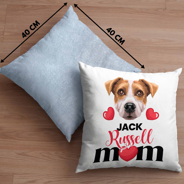 Jack Russell Besitzer Mom Mama Kissen mit Füllung 40x40 Geschenk Lustiger Spruch Geschenkidee Jack Russell Besitzerin (Grau) Blau Trendation