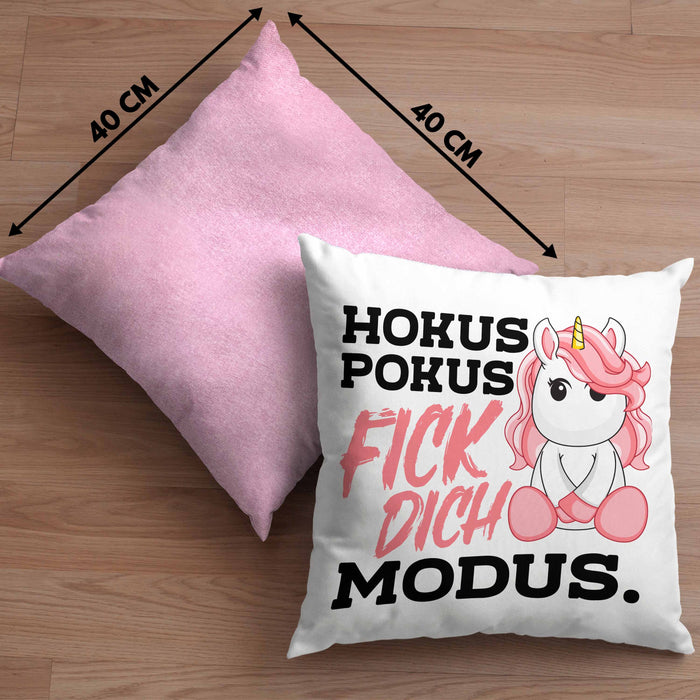 Lustige Ich Hasse Menschen Kissen mit Füllung 40x40 Mit Spruch Einhorn Geschenk Mama Freundin Kollegin Geschenkidee Arbeit Frauen (Grau) Rosa Trendation