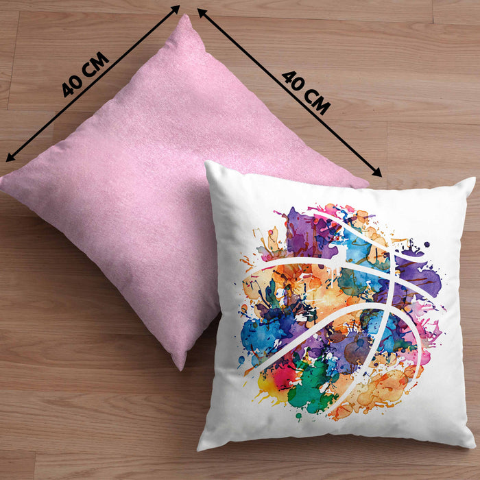 Basketball Kissen mit Füllung 40x40 Geschenk für Basketballspieler Basketball Trainer Coach (Grau) Rosa Trendation