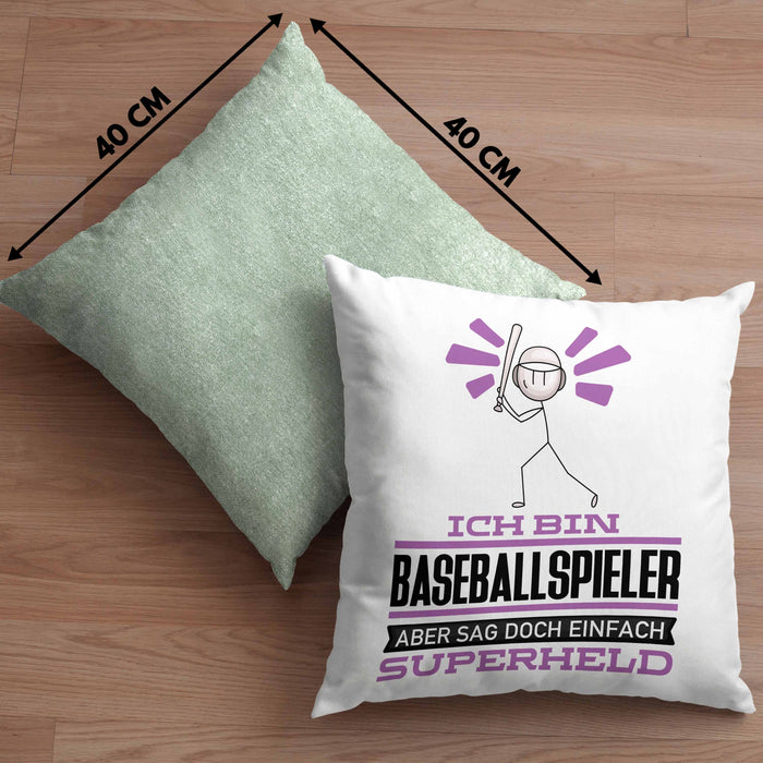 Baseballspieler Geschenk Kissen mit Füllung 40x40 Ich Bin Baseballspieler Aber Sag Doch Einfach Superheld Lustige Geschenkdiee für Baseballspieler (Grau) Grün Trendation