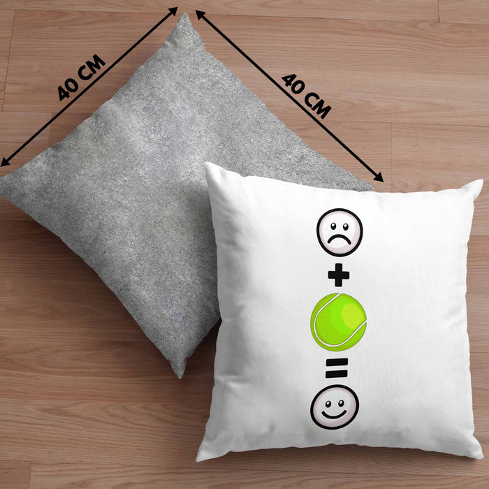 Tennis Kissen mit Füllung 40x40 Geschenk für Tennisspieler Männer Frauen Lustige Geschenkidee :( + Tennisball = :) Geburtstag (Grau) Grau Trendation