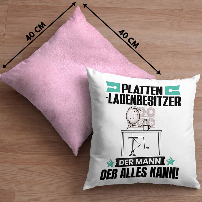 Plattenladenbesitzer Kissen mit Füllung 40x40 Geschenk für Plattenladenbesitzer Der Mann Der Alles Kann Geschenkidee zum Geburtstag (Grau) Rosa Trendation