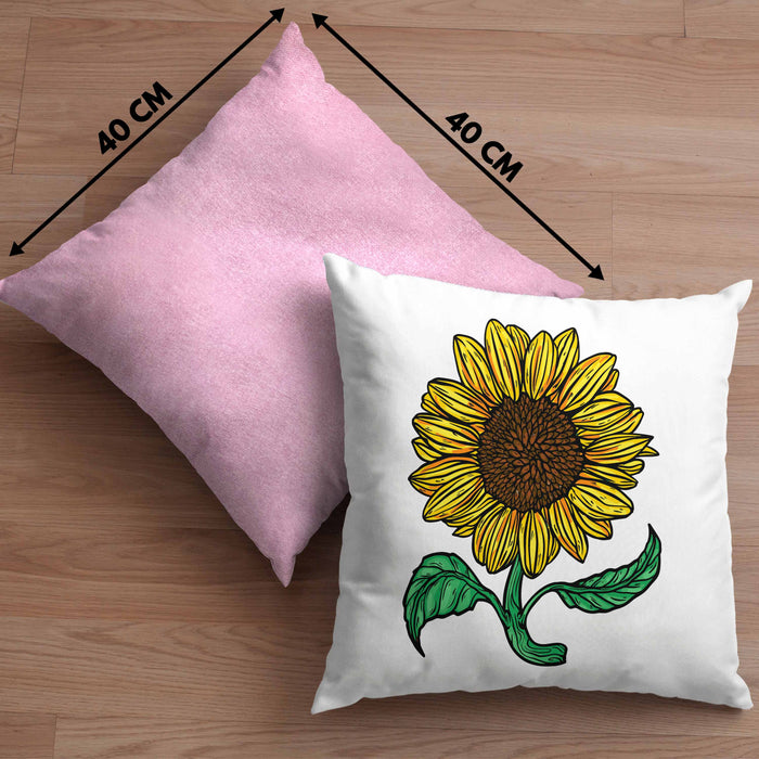 Lustige Sonnenblume Kissen mit Füllung 40x40 Geschenk für Sonnenblumenliebhaber (Grau) Rosa Trendation