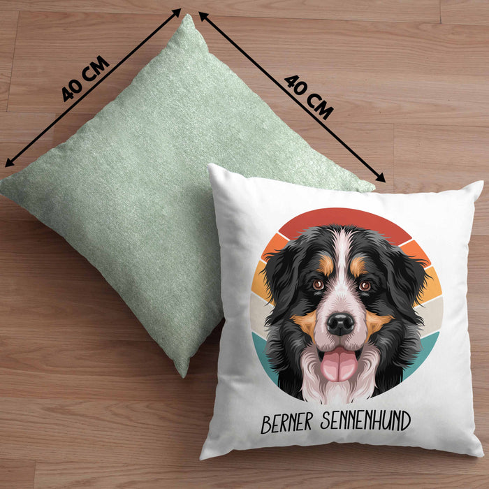 Berner Sennen Besitzer Kissen mit Füllung 40x40 Geschenk Lustiger Spruch Geschenkidee Berner Sennen Mama Papa (Grau) Grün Trendation