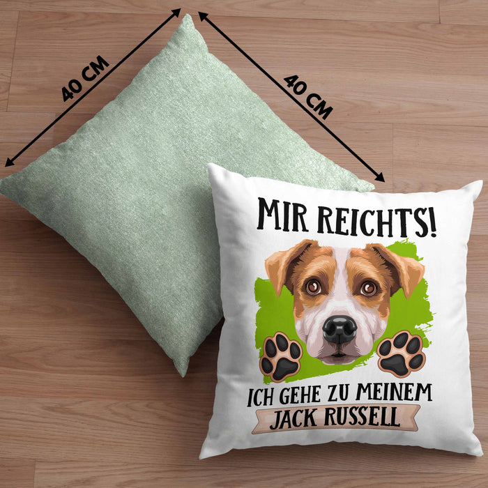 Jack Russel Besitzer Kissen mit Füllung 40x40 Geschenk Lustiger Spruch Geschenkidee Mir Reichts Ich Geh Zu Meinem Jack Russel (Grau) Grün Trendation