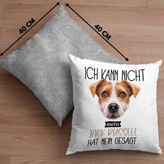 Jack Russell Besitzer Kissen mit Füllung 40x40 Geschenk Lustiger Spruch Geschenkidee Ich Kann Nicht Mein Jack Russell Hat Nein Gesagt (Grau) Grau Trendation