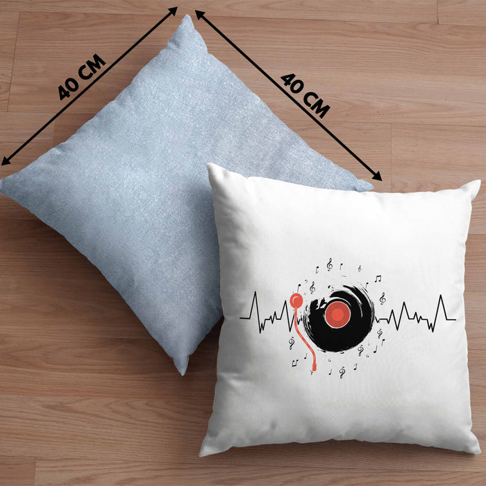 Schallplatte Geschenk Vinyl Herzschlag Vintage Retro Musik DJ Geschenk Kissen mit Füllung 40x40 (Grau) Blau Trendation