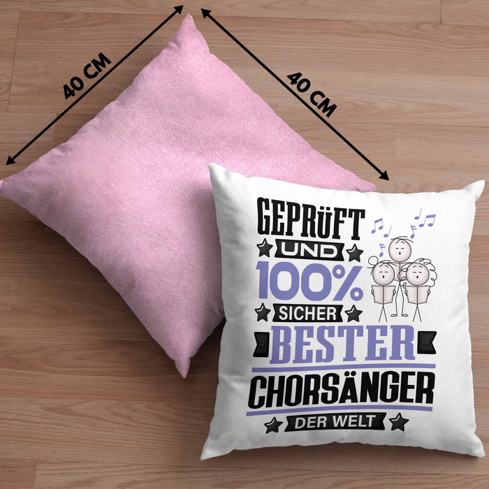 Chorsänger Geschenk Lustiger Spruch für Chorsänger Geschenkidee Bester Chorsänger Der WeltKissen mit Füllung 40x40 (Grau) Rosa Trendation