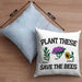 Lustige Kissen mit Füllung 40x40 für Bienenliebhaber Plant These Save The Bees Geschenk (Grau) Blau Trendation