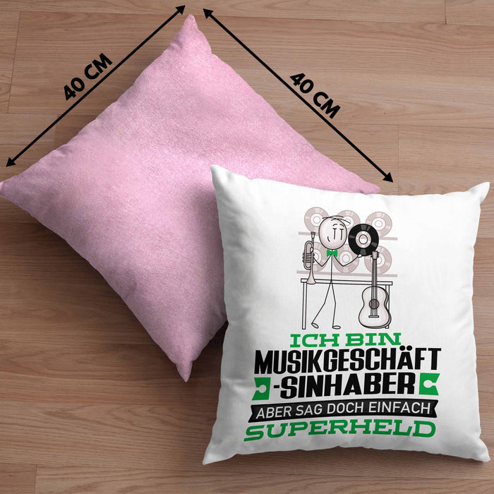 Musikgeschäftsinhaber Geschenk Kissen mit Füllung 40x40 Ich Bin Musikgeschäftsinhaber Aber Sag Doch Einfach Superheld Lustige Geschenkdiee für Musikgeschäftsinhaber (Grau) Rosa Trendation